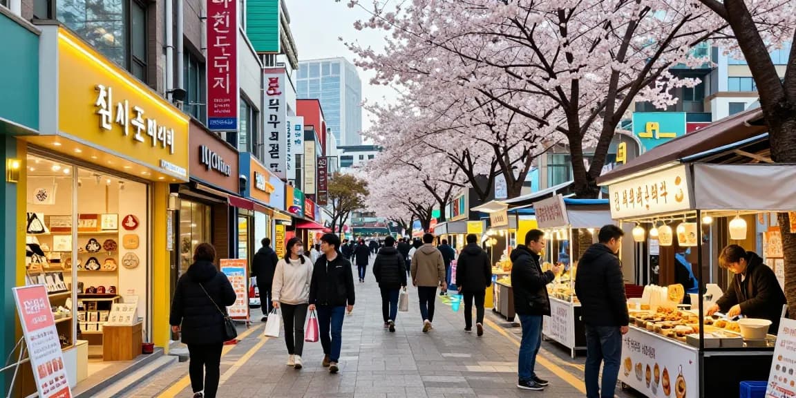 Vibrant shopping scene in Seoul, featuring diverse shoppers and local shops, showcasing the joy of urban exploration at https://forumup.org/shop/search.php?ca_id=&addr1=&addr2=&addr3=&schKeyword=.