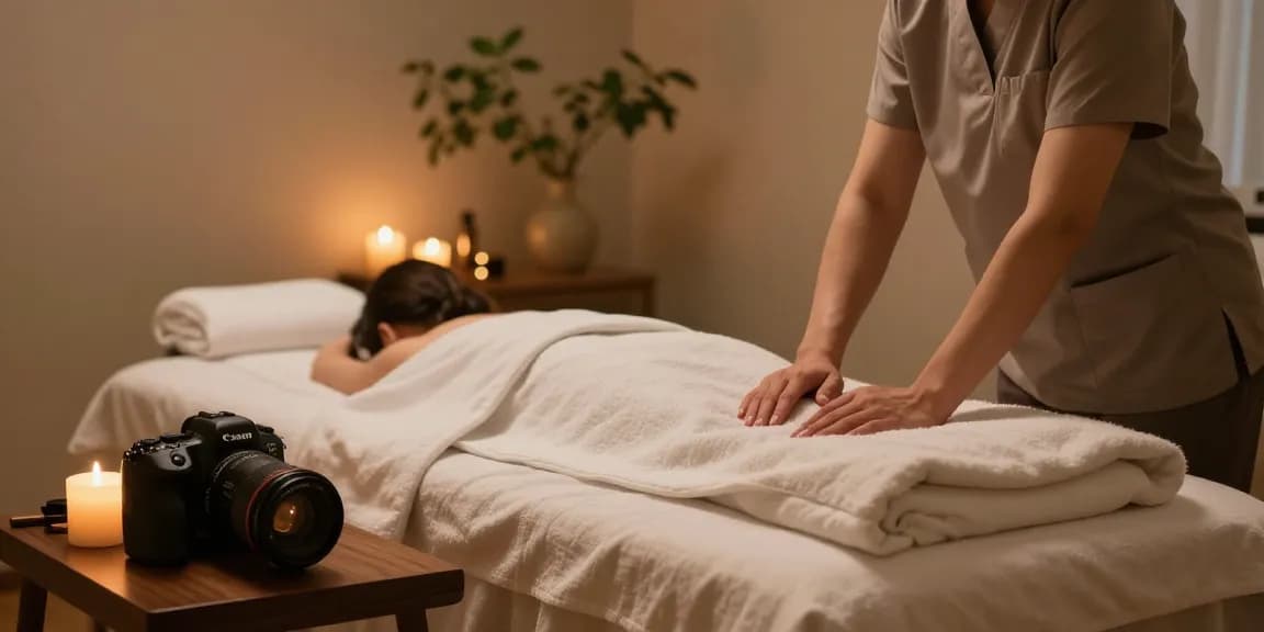Relaxing massage room showcasing Seoul 출장 마사지 with calming ambiance, essential oils, and cozy décor.