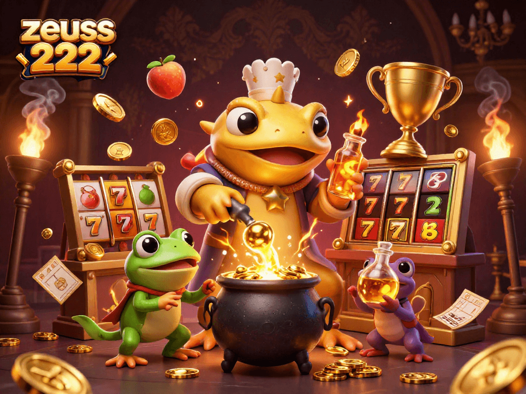 Engage with zeus 222 slot gameplay featuring a golden salamander alchemist amidst dynamic casino elements.
