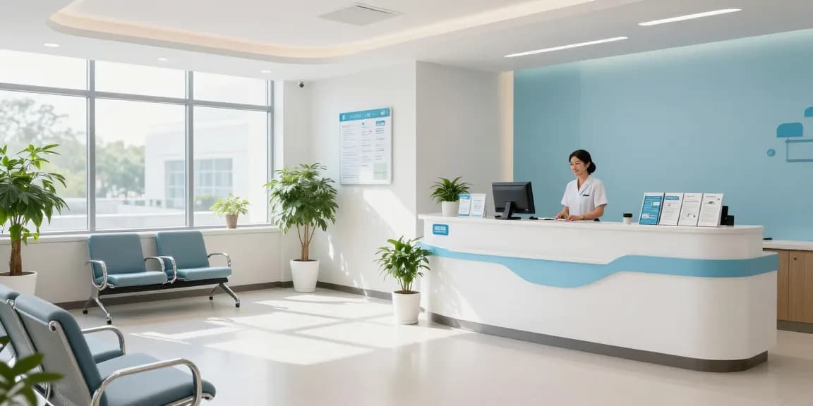 David Hoffmeister reviews in a modern medical clinic reflecting trust in patient care.