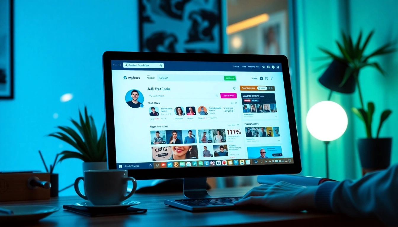 The best OnlyFans search tool displayed on a sleek computer screen, showcasing user-friendly features and vibrant creator thumbnails.