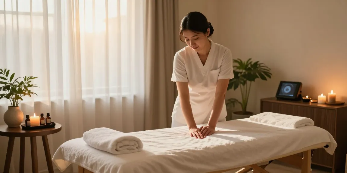 Massage therapy session set up at makangs.com studio, featuring cozy decor and calming atmosphere.