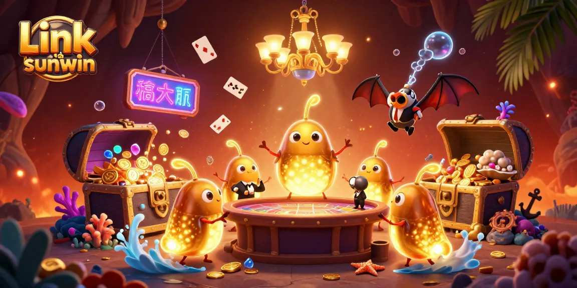 Experience thrilling gameplay with Link tải sunwin and vibrant casino elements in this 3D illustration.