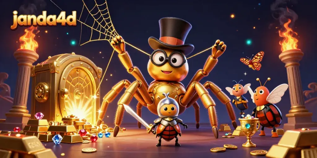Permainan slot menarik di janda4d dengan gambar tarantula dan ksatria kecil.