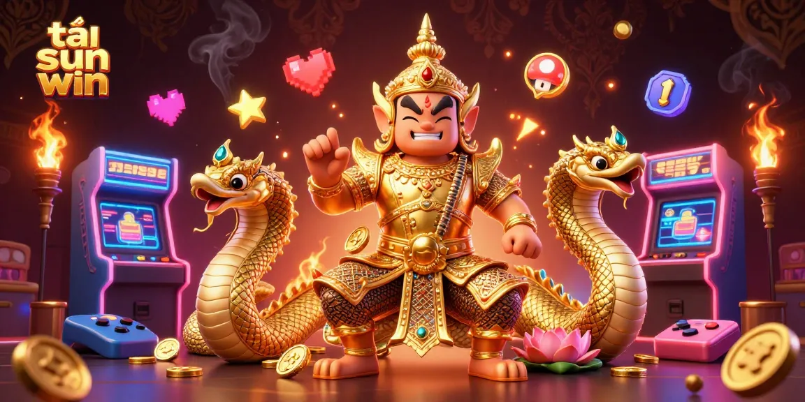 Experience the thrill of tải sun win in this vibrant 3D scene filled with gaming excitement and colorful elements.