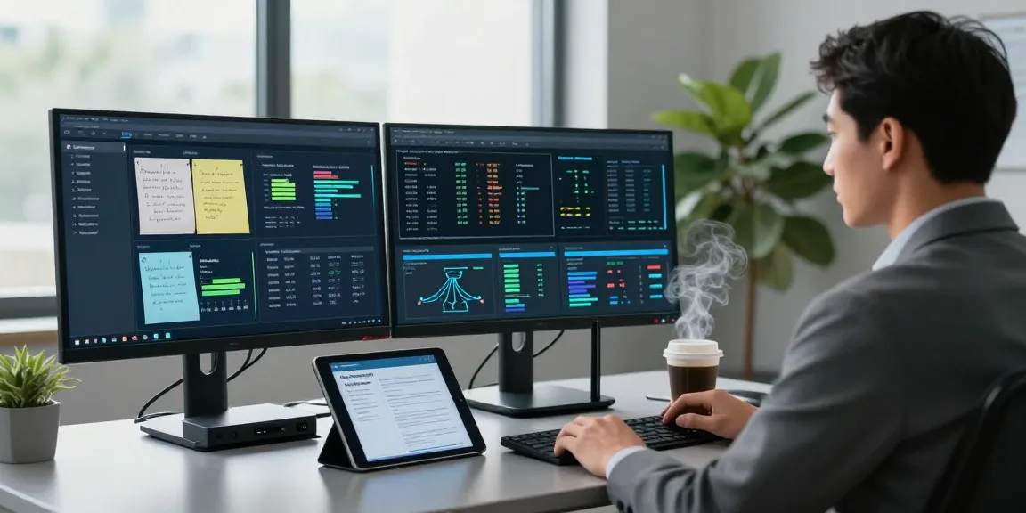 Cybersecurity analyst monitoring threats on https://shs-dome5.com/ in a modern office.