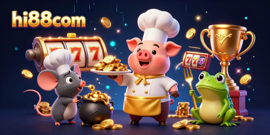 Win big at hi88com with a chef pig serving gold coins and exciting gaming elements!