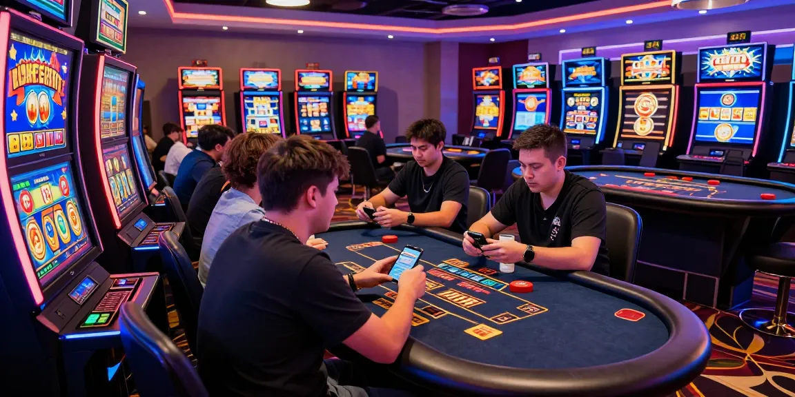 Exciting gameplay at credit card casinos with vibrant slot machines and live dealers, showcasing an engaging online gaming atmosphere.