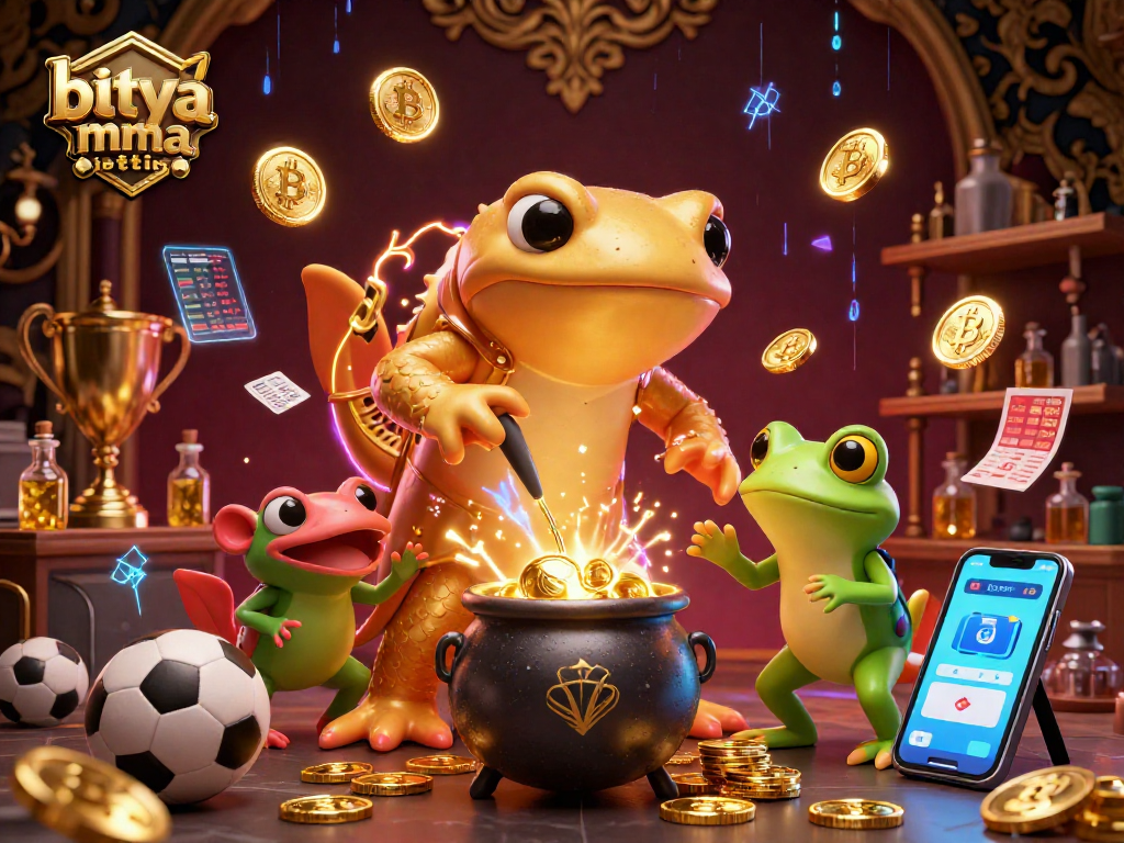Engage with betya mma betting through a whimsical 3D illustration of alchemy in sports.