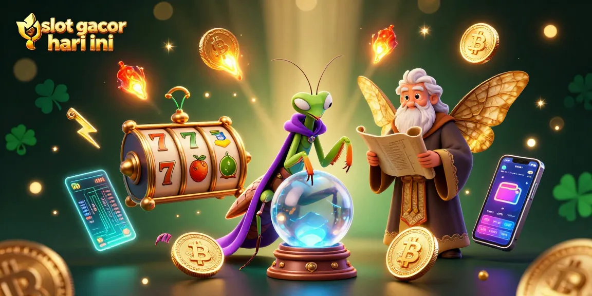 Engage with slot gacor hari ini through a vibrant 3D scene of mystical creatures and dynamic slot elements.