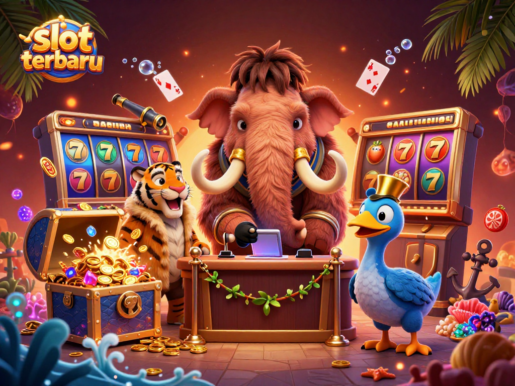 Experience thrilling gameplay with slot terbaru in a vibrant casino scene featuring iconic characters.