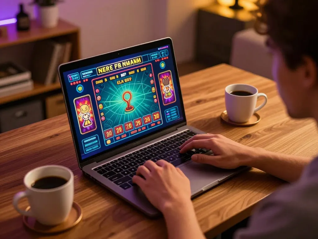 Engaging home gaming scene as a player interacts with xz88 online casino, showcasing live dealer games.