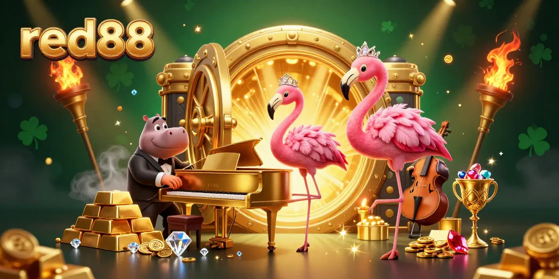 Experience the excitement of red88 with vibrant casino elements and engaging characters in a lively 3D illustration.