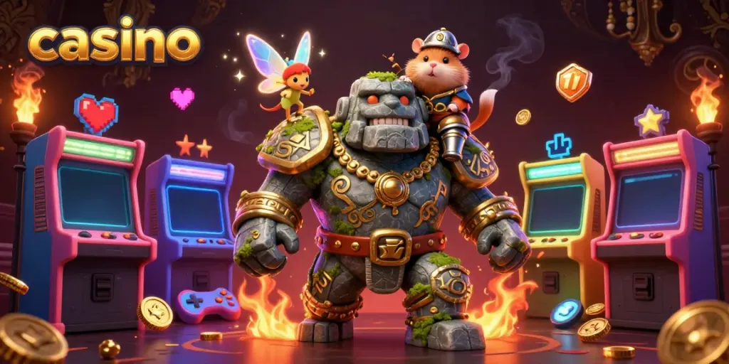 Engage with vibrant casino magic featuring characters in a lively 3D scene, enhancing the gambling atmosphere.