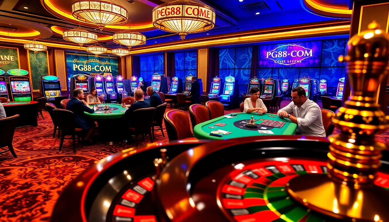 Exciting gaming experience at PG88.COM featuring vibrant casino tables and players in action.