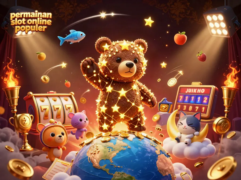 Permainan slot online populer dengan ilustrasi beruang bintang dan elemen judi yang menarik.