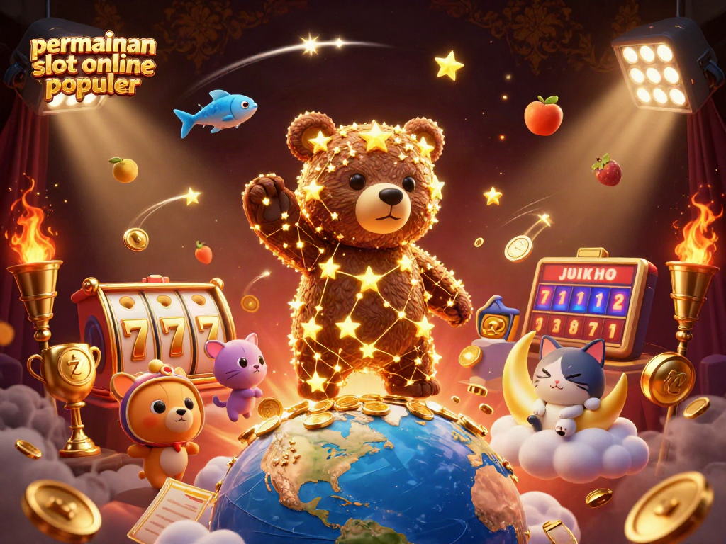 Permainan slot online populer dengan ilustrasi beruang bintang dan elemen judi yang menarik.