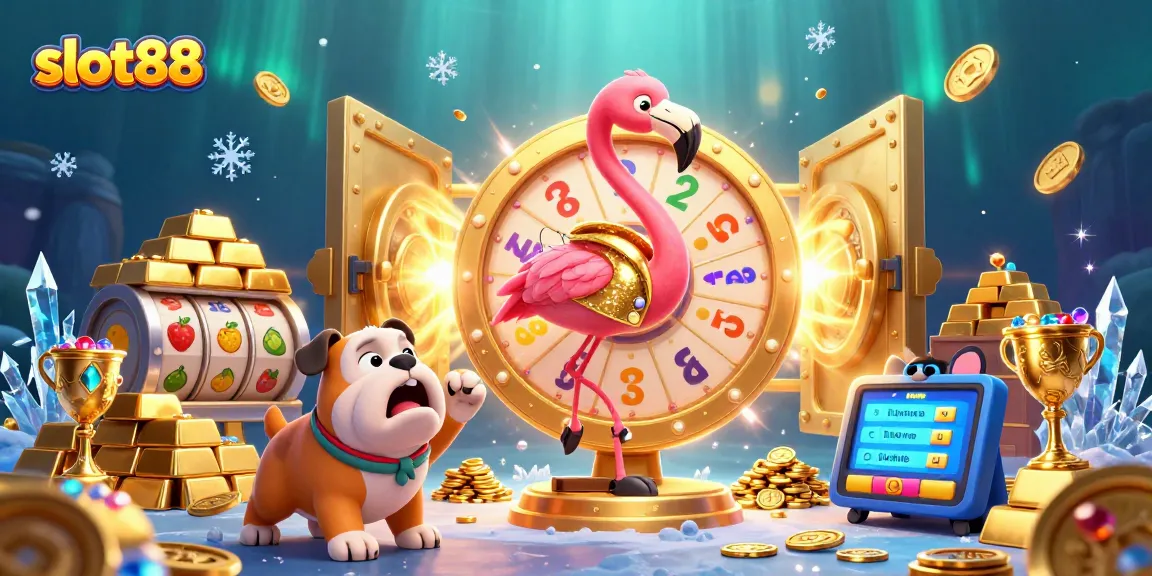 Spin the slot88 prize wheel with excitement, showcasing vibrant gems and casino treasures.