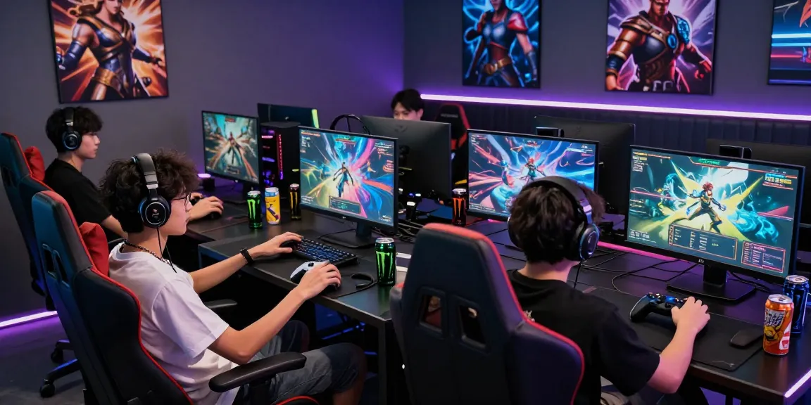 Group of gamers enjoying rokok88 experience in a vibrant gaming setup.