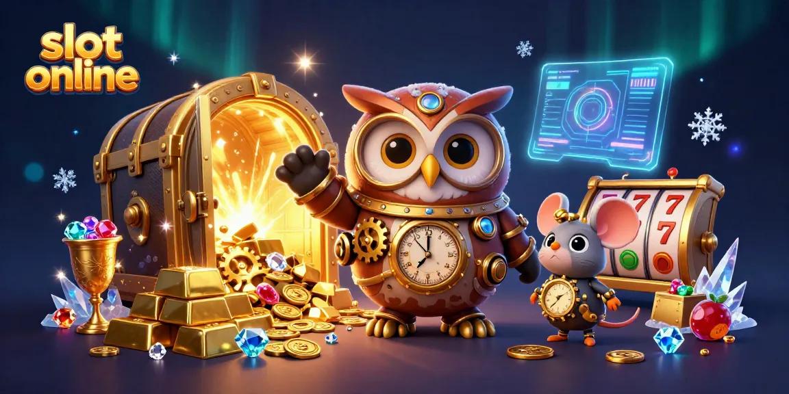 Permainan slot online yang menarik dengan karakter hantu waktu di lingkungan kasino futuristik.