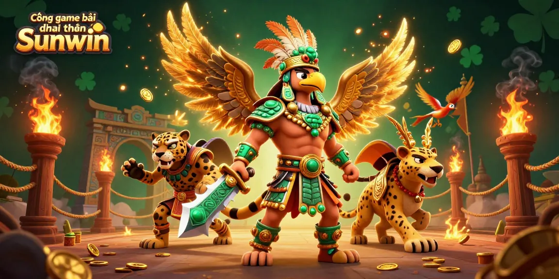 Cổng game bài đổi thưởng Sunwin showcases an exciting 3D rendering of ancient warriors amid dynamic gambling elements, perfect for action.