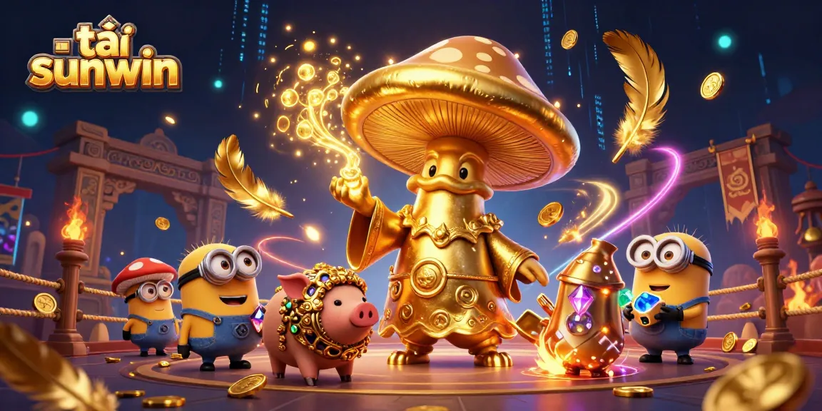 Play and win big with tải sunwin in this vibrant 3D casino illustration featuring magical elements and treasures.