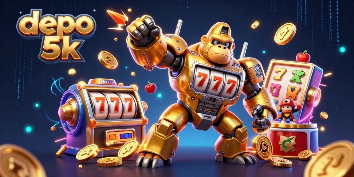 Experience big wins at depo 5k with our vibrant 3D casino illustration showcasing thrilling slot action.
