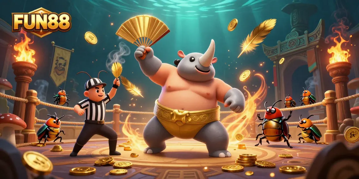 Engage with FUN88's thrilling online casino world, featuring dynamic betting champions and animated game elements.
