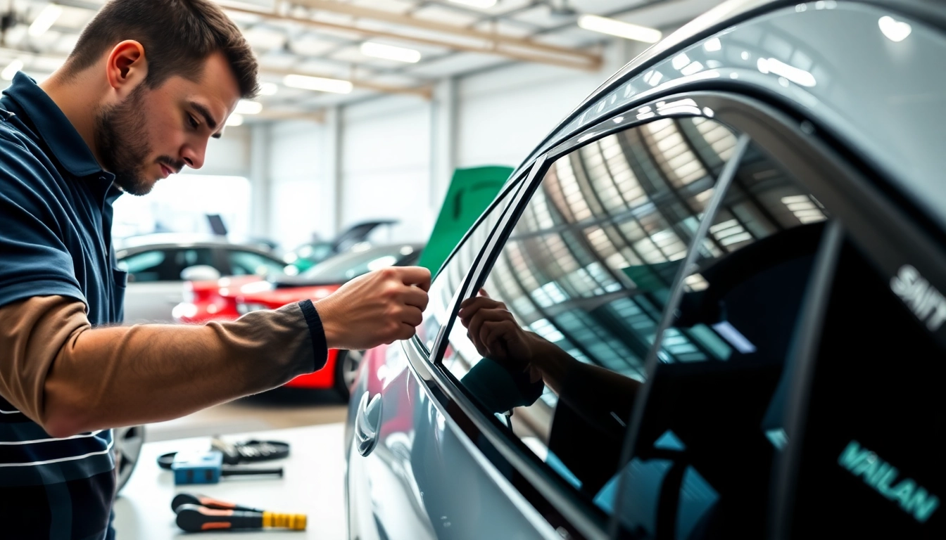 Apply the best window tint Chattanooga TN expertly, showcasing professional skills and modern tools.
