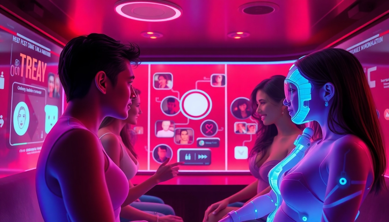 Engaging scene of ai porn chat with vibrant avatars and immersive technology.
