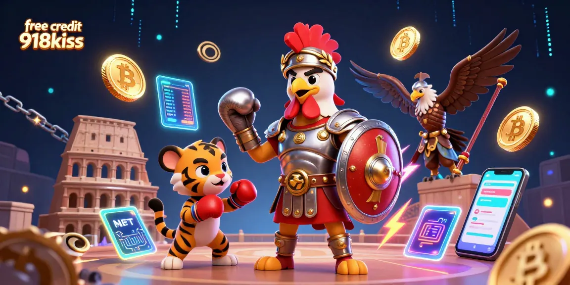 Try your luck with free credit 918kiss in this vibrant casino scene, featuring dynamic characters and casino elements.