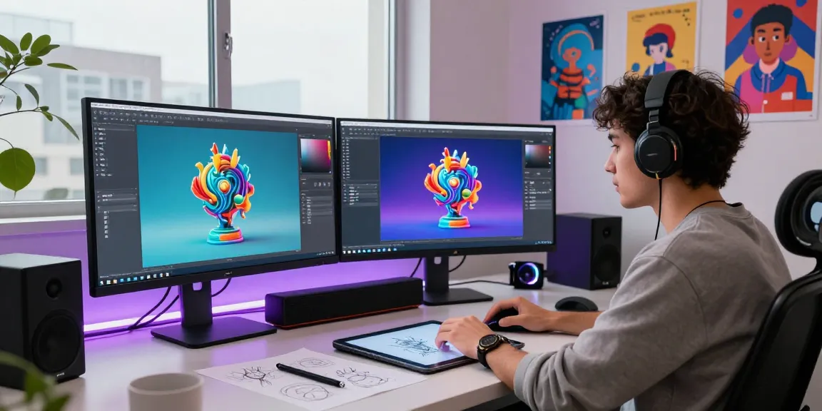Creating 3D models for CIKA4D in a vibrant design studio.