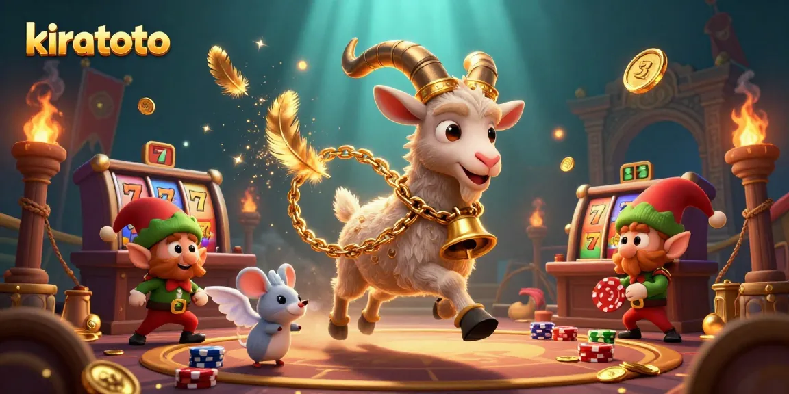Engage in thrilling kiratoto games as the festive Krampus goat oversees a chaotic casino scene.