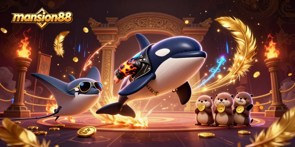 Win at mansion88 with dynamic characters and vibrant casino elements in a colorful setting.