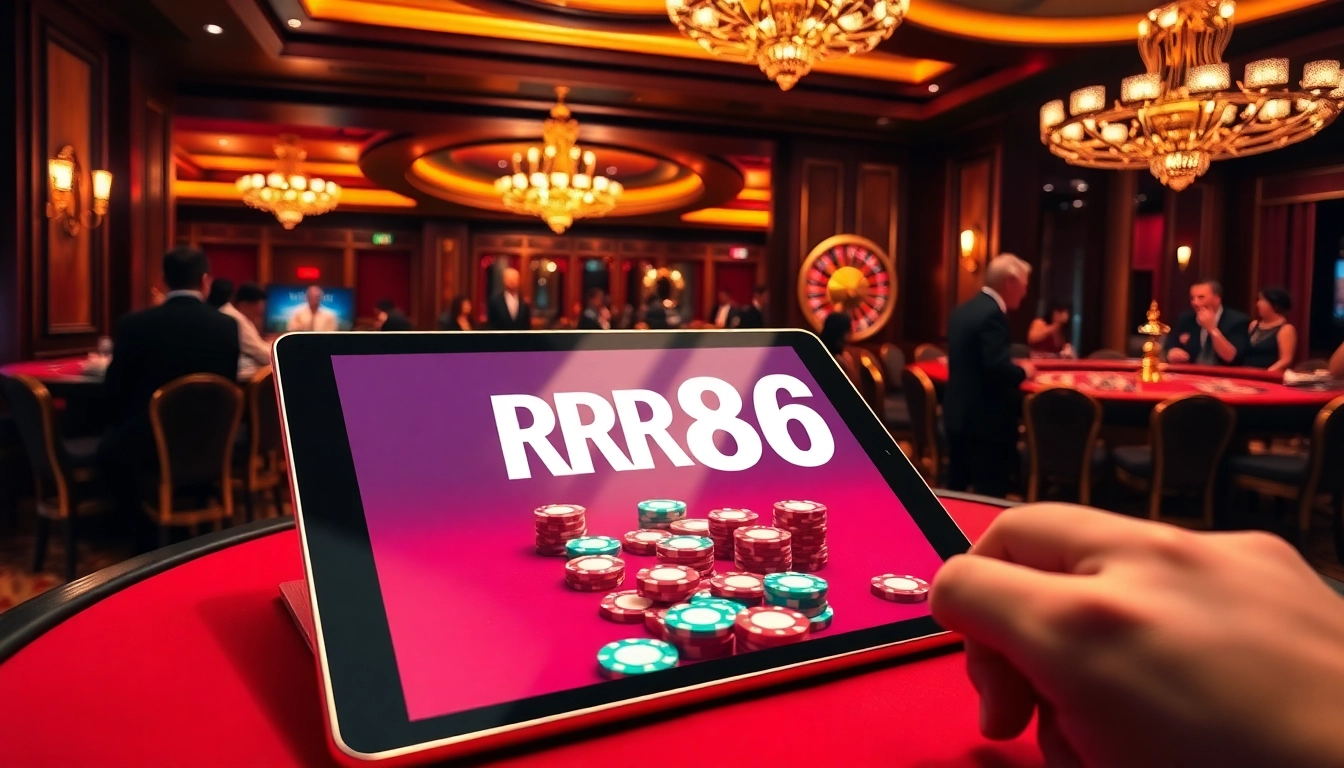Engage in thrilling gambling at https://rr88co.net/, featuring skilled players at a poker table.